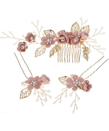 Toyvian 4pcs Wedding Hair Accessories Bridal Hair Comb Pearl Hair Accessories Bridal Hair Clip Wedding Hair Comb Clip Floral Girls Bridal Hair Accessories Rhinestone Hair Piece (Pink) - Buy Online on SooperMarket.com