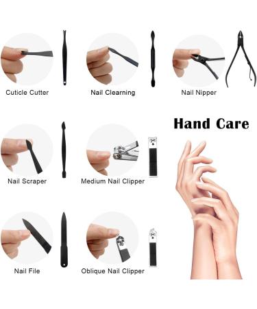 Maincure Set MOMSIV Professional 12Pcs Stainless Steel Nail Clippers Set Pedicure Kit Grooming Tools with PU Leather Case for Girls and Women Gift Black - Buy Online on SooperMarket.com