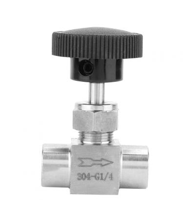 Water/Gas/Oil Flowing Regulation Stainless Steel BSPP Female Thread Straight Needle Valve for Water Gas Oil Transmission(Black Handle 1/4in)