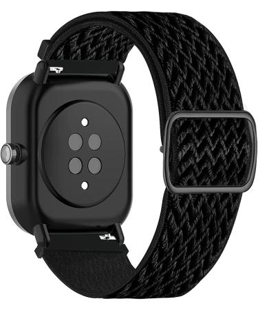 Adjustable Elastic Band for Amazfit Watches | Soft Stretch Nylon Loop Bracelet Strap Replacement in Black - Buy Online on SooperMarket.com