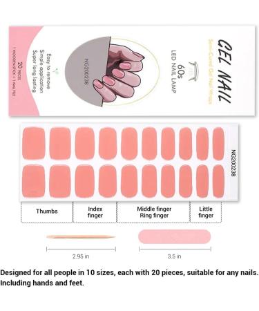 Foyute Semi Cured Gel Nail Strips 20 Pcs Soft Self-Adhesive Gel Nail Polish Wraps Sticker for Salon-Quality Manicure Set Long Lasting Easy to Apply & Remove Nail File & Wooden Stick (Tangerine) - Buy Online on SooperMarket.com