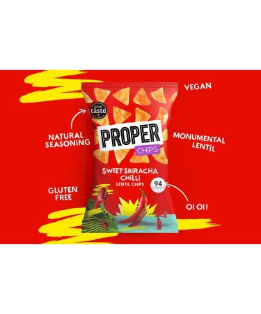 PROPER Lentil Chips Sweet Sriracha Chilli 85g - Vegan & Gluten-Free Snack Sharing Bag - Buy Online on SooperMarket.com