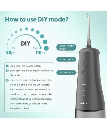 Cordless Portable Water Flosser with 4 Modes and 6 Tips - Professional Electric Teeth Cleaning Kit for Oral Care - 300mL Water Tank - Gray - Buy Online on SooperMarket.com