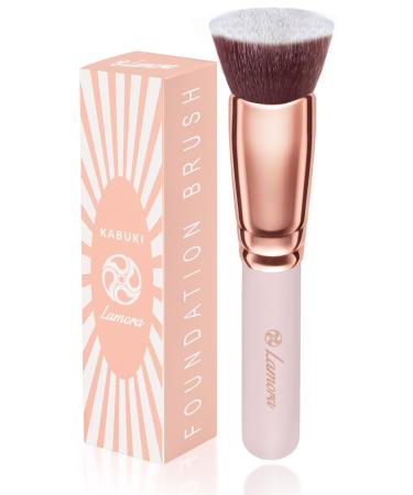 Make Up Brush Foundation Kabuki Flat Top - Perfect For Blending Liquid Cream or Flawless Powder Cosmetics - Buffing Stippling Concealer - Premium Quality Synthetic Dense Bristles! Rose