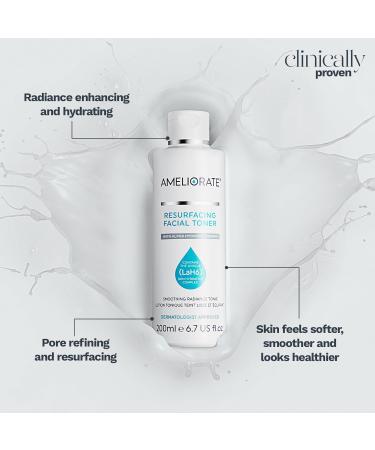 AMELIORATE Resurfacing Facial Toner 200ml l Suitable for KP Normal and Dry Skin | Pore-refining and Radiance Enhancing Toner | Dermatologist Approved and Clinically Proven - Buy Online on SooperMarket.com