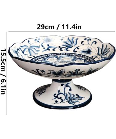 Fruit Basket Bowl Fruit Bowl New Chinese Style Retro Blue and White Porcelain Fruit Dish Home Living Room Kitchen Restaurant Desktop Decor Round Ceramic Fruit Plate Fruit Bowls (Color : C) - Buy Online on SooperMarket.com