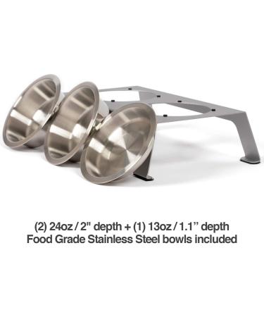 PetFusion Elevated Dog and Cat Bowls - Premium Anodized Aluminum Feeder with US Food Grade Stainless Steel Raised Bowls (Short 4 Metallic Gray) - Buy Online on SooperMarket.com