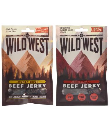Wild West Honey BBQ Beef Jerky 35 g Pack of 12 & Original Beef Jerky 35 g Pack of 12