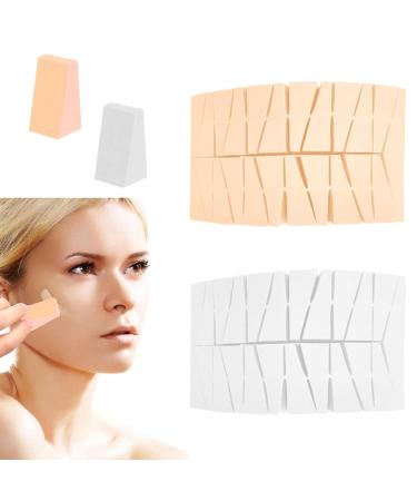 DHWEKU 48 Pieces Make Up Sponge Set Latex-Free Cosmetic Sponges Small Beauty Blender Makeup Sponge for Liquid Foundation Powder Sun Protection and Cream (24 White + 24 Skin Colours)