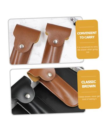 NOLITOY Manual Razor Travel Cover - Brown PU Shaver Storage Case (16.5x4.2x1CM) | International Shipping Available - Buy Online on SooperMarket.com