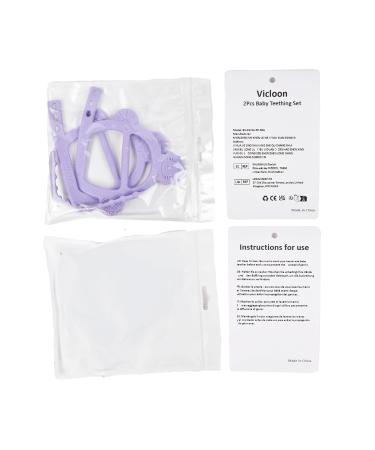 Vicloon Baby Bite Rings 2 Pack Silicone Teething Toys BPA-Free Dental Aid Soft Lion Design for 3+ Months Violet Color - Buy Online on SooperMarket.com