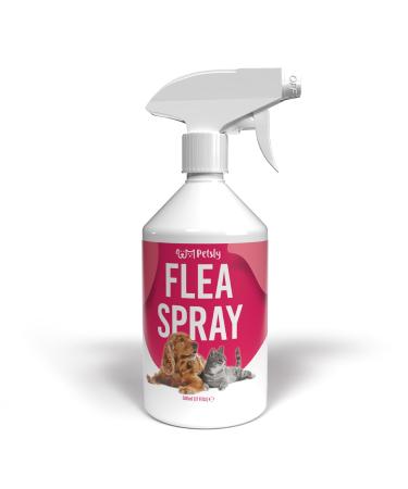 Petsly flea remedies cats & flea remedies dog - 500ml - not coloring - flea spray against fleas ticks lice mites - long -term protection - homemade cat flea remedies with citronella oil & geraniol