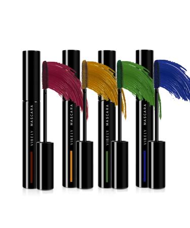 Joyeee Coloured Mascara Waterproof Brown Mascara Voluminous 4pcs 4D Silk Fiber False Lash Effect Tubing Mascara Eyelash Comb Volume Length Long Lasting Smudge Proof Lashes Make Up for Women Girl #043