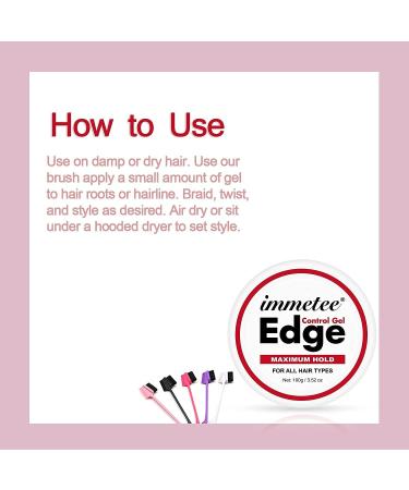 immetee Instant Control Edge Control Gel Long Lasting 4C Extreme Hold Braiding Gel Strong Hold Stylings Wax Non-greasy Smoother Edge (100g+Brush) (Edge Control Gel) - Buy Online on SooperMarket.com