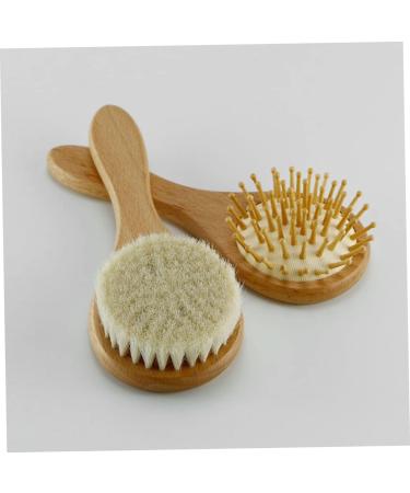 Organic Bamboo Baby Hairbrush Set for Natural Hair Care - Wooden Comb and Soft Wool Bristles for Infant Scalp and Toddler Bathing Essentials - Buy Online on SooperMarket.com