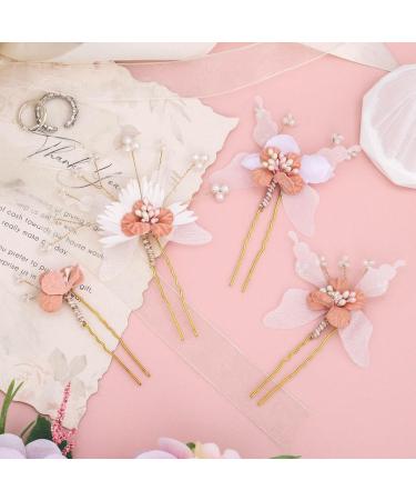 IYOU Flower Girl Headpiece Pink Floral Hair Pins Communion Bridal Wedding Hair Accessories for Girls - Buy Online on SooperMarket.com