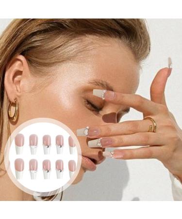 WOOXDYUK Nail Art Set - 24 French Tip Press On Nails with Jelly Glue Nail Rub & Remover | Medium French Style Chain Nails for Perfect Nail Art - Buy Online on SooperMarket.com