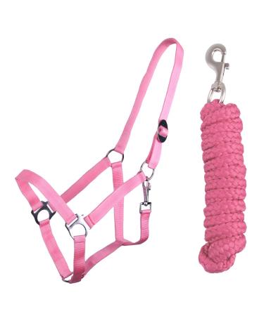QHP halter set beginner halter + lead rope heavy snap hook (mini shetty flamingo pink) Mini shetty flamingo pink
