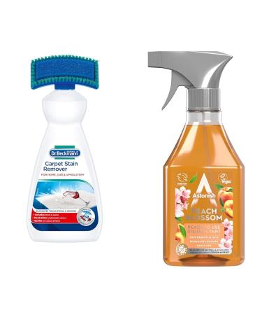 Dr. Beckmann Carpet Stain Remover | Removes New and Dried-in Stains | Includes Applicator Brush 650 ml & Astonish Peach Blossom Ready to Use Disinfectant Spray 550ml