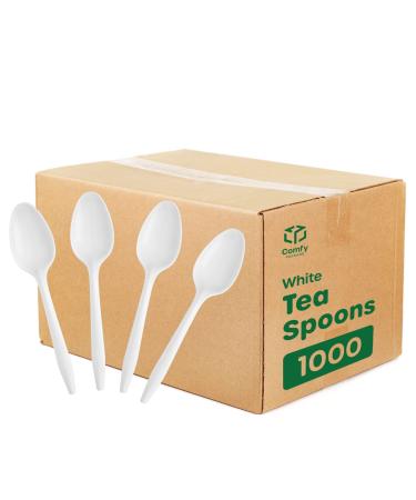 1000 Pack Plastic Tea Spoons Lightweight - White