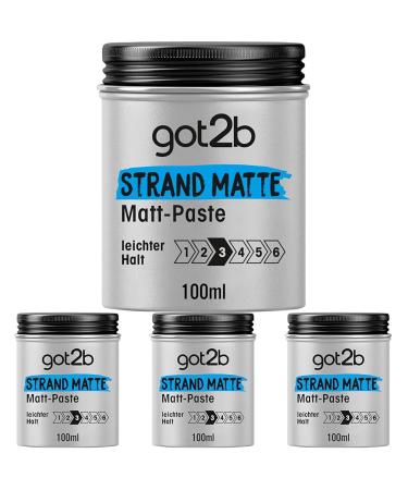 GOT2B Beach Matte Matt paste (100 ml) styling paste for matt surfing looks for strubeling texturing or taming without gluing light hold (pack with 4) Matt 100 ml (4 Pack)