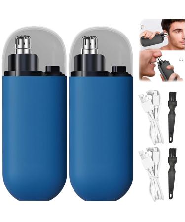 LONGLUAN Gelmalls Nose Trimmer Portable Nose Hair Trimmer Painless & Precision 2024 New Rechargeable Portable Nose Hair Trimmer Washabl Easy Cleansing Nose Hair Trimmer for Travel (2Pcs-Blue)