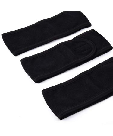 Queta Hair Band for Makeup - Adjustable Terry Cloth Headband with Velcro Fastener - 3PCS Black - Perfect Cosmetic Hair Protection - Buy Online on SooperMarket.com