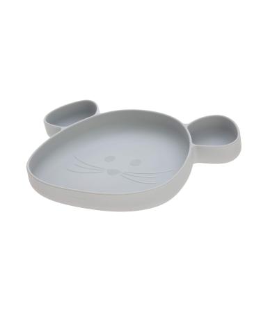 L SSIG silicone children's plate with suction cup divided/Little Chums Mouse grey