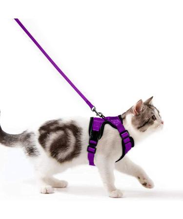 Cat dishes with a leash breakproof cat leash set adjustable soft kitten vest with reflective stripes breast dishes for small kittens (purple XS) purple XS
