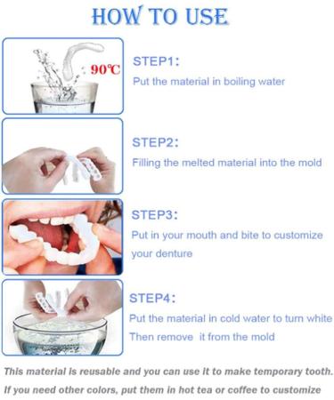 icehao Upper & Lower Teeth Veneers - Simulation Braces Snap On Smile Tooth Cover for Perfect Whitening - One Size Fits Most Comfortable Denture - 2pcs Set - Buy Online on SooperMarket.com