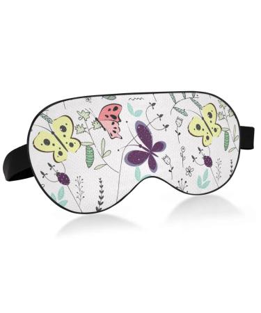 Haskirky Light Blocking Eye Mask Breathable and Adjustable Adult Men and Women Travel on Business Trips Yoga Meditation Light Smooth Comfortable Eye Mask Office Deep Sleep Goodies Butterfly Cartoon