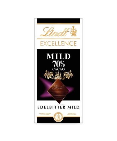 Lindt Excellence Mild 70 % cocoa - mild noble bitter chocolate |100 g Tafel |Extra mild bitter chocolate |Intensive cocoa taste |Dark chocolate |Vegan chocolate |Chocolate gift 70% mild