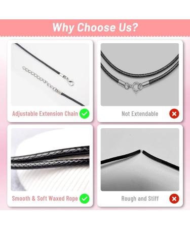 Paxcoo 50Pcs Necklace Cord with Clasp - 24 Inch Waxed Cotton Cord for Jewelry Making Supplies - Buy Online on SooperMarket.com