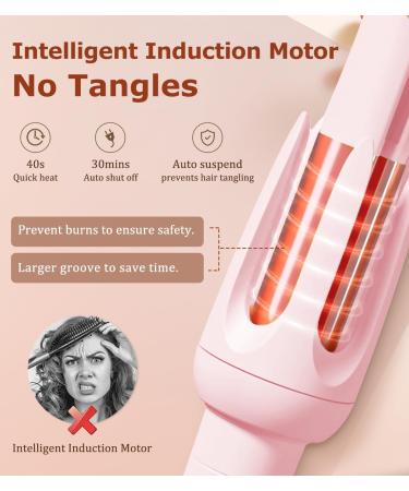 Auto Hair Curler - Automatic Curling Iron with 4 Temperature Settings & 3 Timer - Anti-Scald Anti-Tangle - Perfect for Hair Styling - Pink - Buy Online on SooperMarket.com