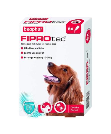 Beaphar FIPROtec Spot on Medium Dog 6 Pipettes M (Pack of 1) Pack of 6