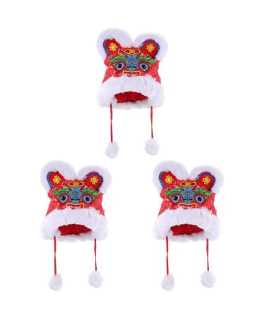 Gadpiparty 2pcs Chinese Hat Kids Chinese New Year Hat Warm Hat Spring Festival Photo Props 31X30X4CM
