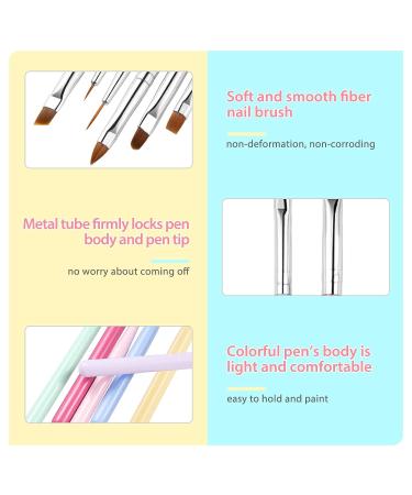 Sularpek 6Pcs Nail Art Brushes Set - Builder Gel Brush for Nails, Nail Art Design Pen Painting Tools with Extension Gel Brush, Fine Liner Brushes, and Dotting Pen - Buy Online on SooperMarket.com