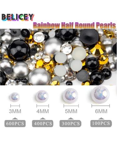 Belicey 24000pcs Flatback Rhinestones Jelly Crystal Round Beads Gems - 6 Colors Nail & Craft Supplies for Makeup, Face, Tumblers - DIY Decoration (Pearl3) - Buy Online on SooperMarket.com
