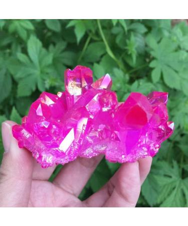 Home Decoration Natural Crystal Red Angel Aura Quartz Cluster specimens Cured Titanium Coating Quartz Cluster Stones kaixun (Size : 110-120g) - Buy Online on SooperMarket.com