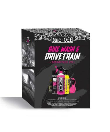 Muc-Off Bike Wash & Drivetrain Essentials Kit - Perfect Kit to Clean, Protect and Lube Your Bicycle Drivetrain - Includes Bike Cleaner, Lube and More