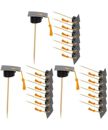 ABOOFAN 21pcs Graduation Cake Toppers Mini Graduation Caps Cupcake Picks for Class of 2024 Graduation Party Decorations