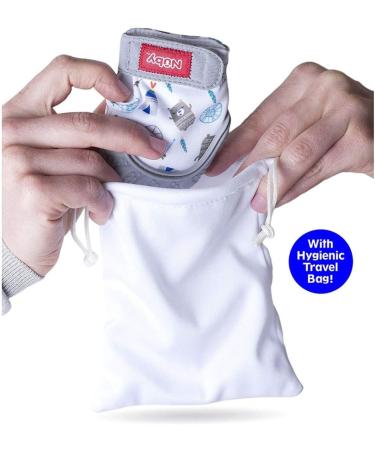 Nuby Soothing Teething Mitten 2 Pack with Hygienic Travel Bag - Blue - Buy Online on SooperMarket.com