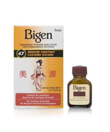 Bigen Permanent Powder Hair Color 47 Medium Chestnut  0.21 Ounce (1) 47 Medium Chestnut 0.21 Ounce (Pack of 1)