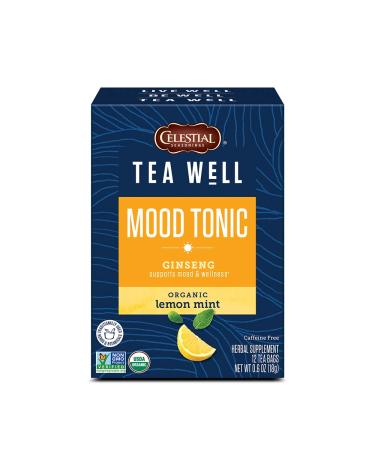 Celestial Seasonings Mood Tonic Ginseng Organic Lemon Mint Caffeine Free 12 Tea Bags 0.6 oz ( 18 g)