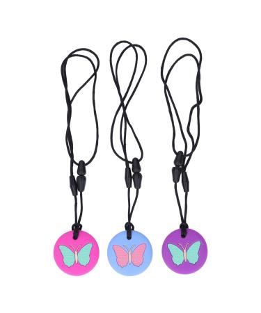 Alomejor toothing toys silicone 3pcs necklace baby cute pattern toothing toys child portable soft sensory chewing chain for newborn baby