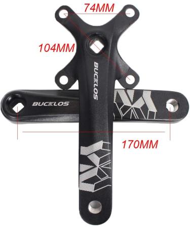 BUCKLOS US Stock 104 BCD Mountain Bike Single Speed Crankset 170mm Square Taper with Plating Chainring (30/32/34/36/38T) | Replacement Bicycle Crank Arm Set - Buy Online on SooperMarket.com
