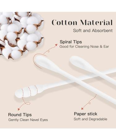 MEIPO Spiral Head & Ear Spoon Cotton Swab Buds (4Pack-800pcs) - Gentle Makeup Removal & Ear Cleaning - Buy Online on SooperMarket.com