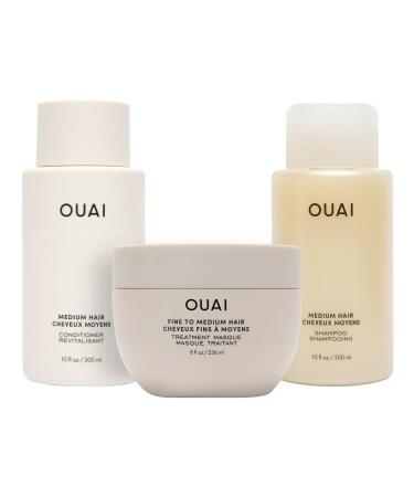 OUAI Fine/Medium Treatment Masque Full Size + Medium Shampoo + Medium Conditioner
