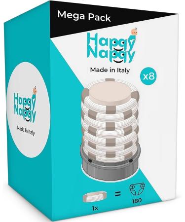 My Happy Nappy Refilling- Compatible with Tamee Tipee Sangenic Tec Simplee Sangenic and Twist & Click -Super refill X8-Effective 7-layer EVOH anti-odor treatment