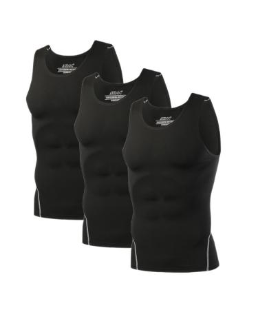 Audoc Men's 3 Pack Compression Football Tank Top Cool Dry Athletic Compression Shirts Sleeveless X-Large 3 Pack Tank
